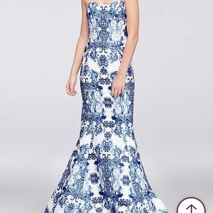 Paisley print mikado mermaid prom dress